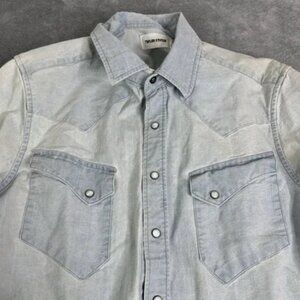 Taylor Stitch Long Sleeve Pearl Snap Shirt Men's Size 38 Blue